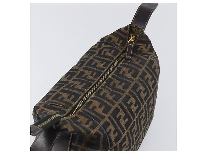 Borsa a mano Vanity FENDI Zucca Canvas Nero e Marrone Auth mr2833 - vista 9