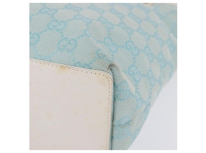 Borsa Tote GUCCI GG Canvas Azzurro Oro 002 1099 Auth 199663 D'oro Blu chiaro - vista 14