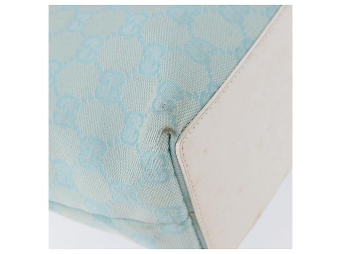 Borsa Tote GUCCI GG Canvas Azzurro Oro 002 1099 Auth 199663 D'oro Blu chiaro - vista 15