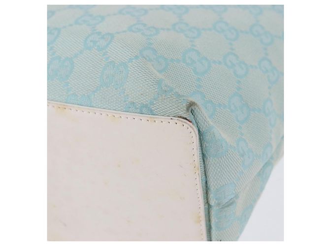 Borsa Tote GUCCI GG Canvas Azzurro Oro 002 1099 Auth 199663 D'oro Blu chiaro - vista 16