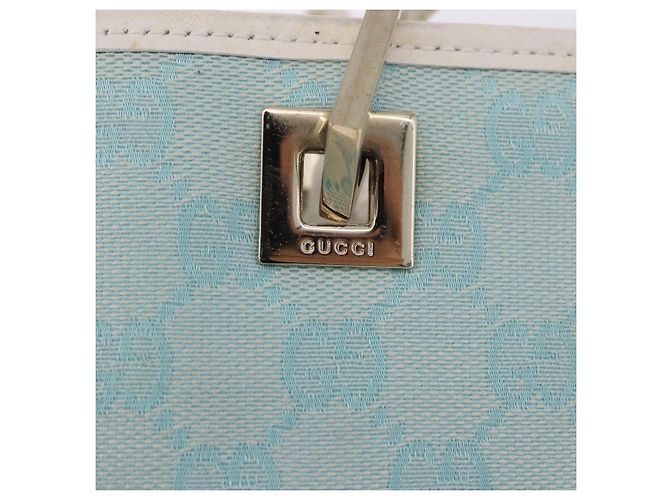Borsa Tote GUCCI GG Canvas Azzurro Oro 002 1099 Auth 199663 D'oro Blu chiaro - vista 17