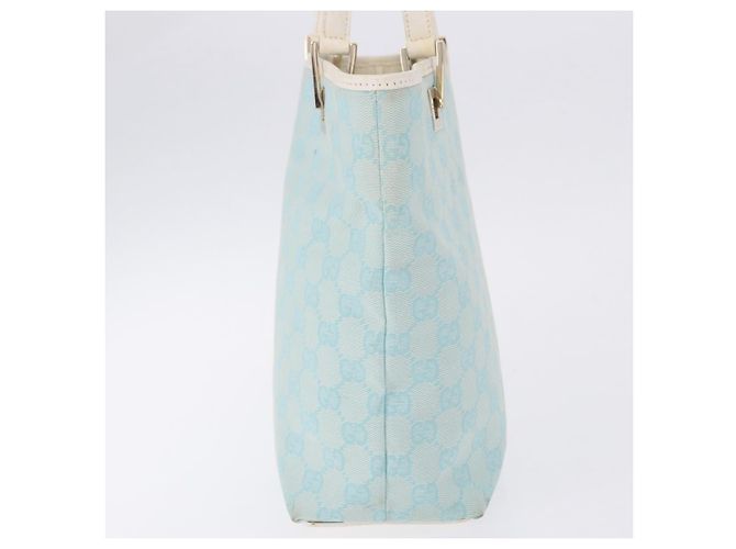Borsa Tote GUCCI GG Canvas Azzurro Oro 002 1099 Auth 199663 D'oro Blu chiaro - vista 3