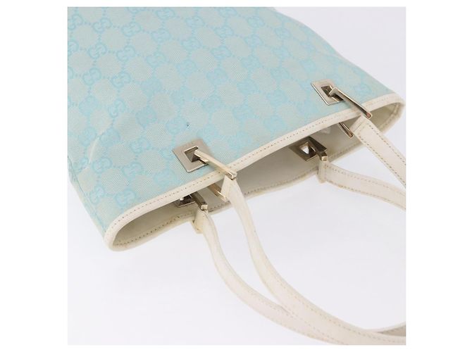 Borsa Tote GUCCI GG Canvas Azzurro Oro 002 1099 Auth 199663 D'oro Blu chiaro - vista 6