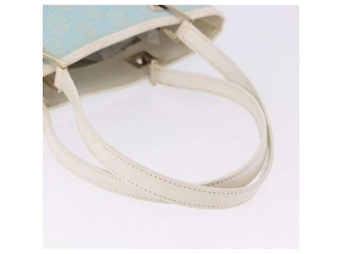 Borsa Tote GUCCI GG Canvas Azzurro Oro 002 1099 Auth 199663 D'oro Blu chiaro - vista 7