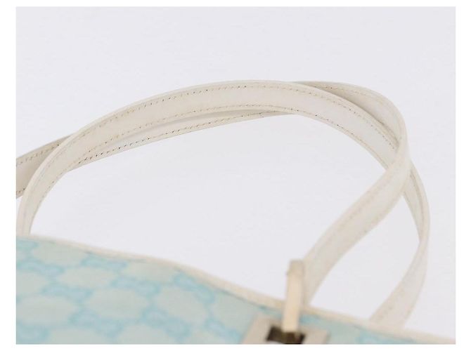 Borsa Tote GUCCI GG Canvas Azzurro Oro 002 1099 Auth 199663 D'oro Blu chiaro - vista 8