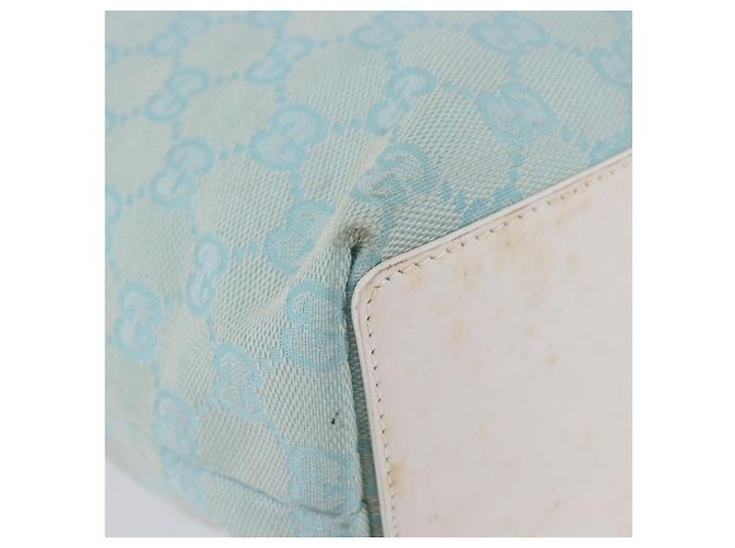Borsa Tote GUCCI GG Canvas Azzurro Oro 002 1099 Auth 199663 D'oro Blu chiaro - vista 9