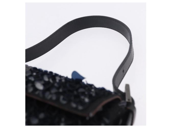 Borsa a tracolla FENDI Mamma Baguette Canvas Sequin Black Auth 197205SM Nero - vista 14