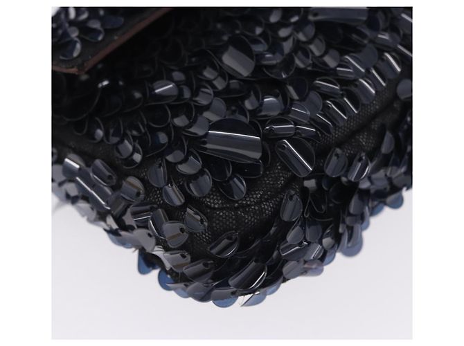 Borsa a tracolla FENDI Mamma Baguette Canvas Sequin Black Auth 197205SM Nero - vista 15