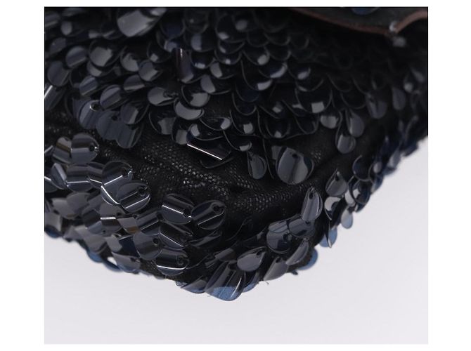 Borsa a tracolla FENDI Mamma Baguette Canvas Sequin Black Auth 197205SM Nero - vista 16