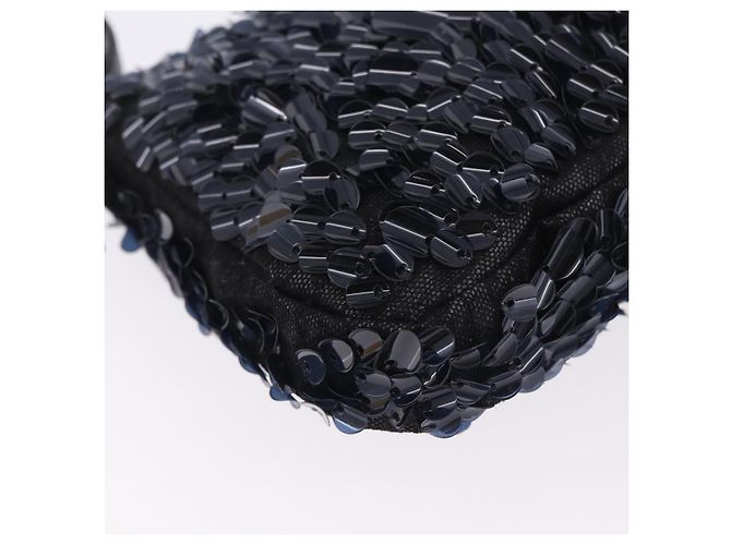 Borsa a tracolla FENDI Mamma Baguette Canvas Sequin Black Auth 197205SM Nero - vista 17