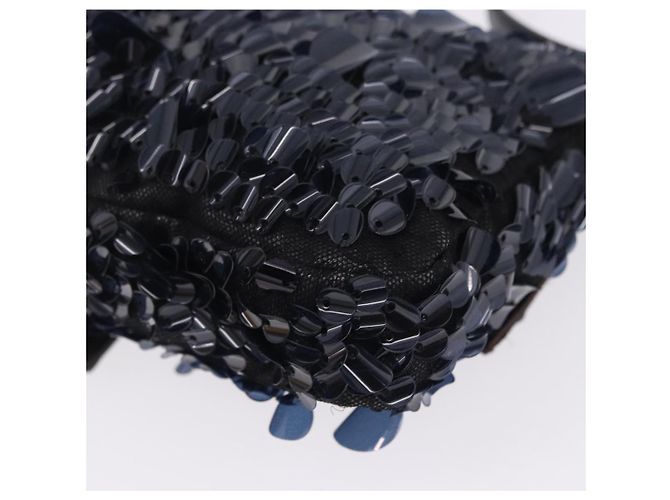 Borsa a tracolla FENDI Mamma Baguette Canvas Sequin Black Auth 197205SM Nero - vista 18