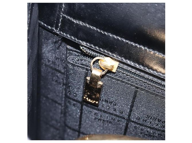 Céline Borsa a mano CELINE in pelle 2way Nero Oro Auth 197456A D'oro - vista 22