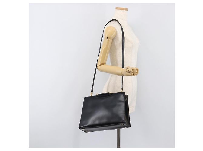 Céline Borsa a mano CELINE in pelle 2way Nero Oro Auth 197456A D'oro - vista 24