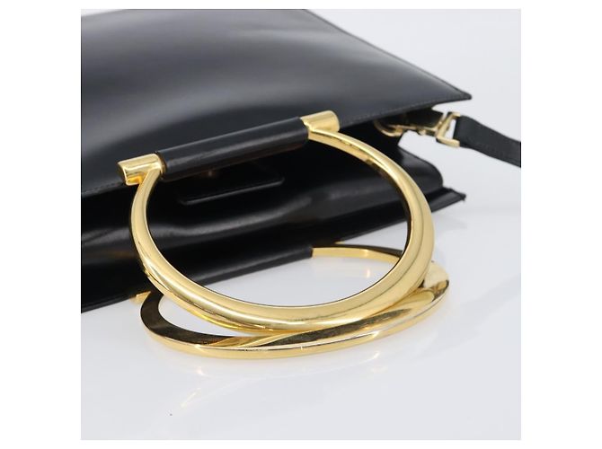 Céline Borsa a mano CELINE in pelle 2way Nero Oro Auth 197456A D'oro - vista 7