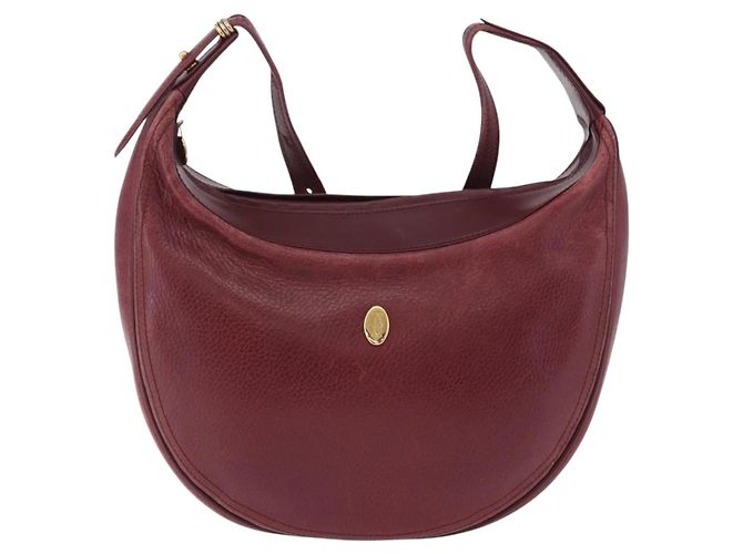 Bolso de hombro CARTIER Must Line de cuero Bordeaux Gold Auth ka5921 Dorado Burdeos - vista 13