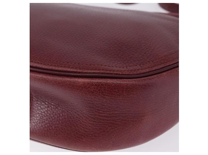 Bolso de hombro CARTIER Must Line de cuero Bordeaux Gold Auth ka5921 Dorado Burdeos - vista 16