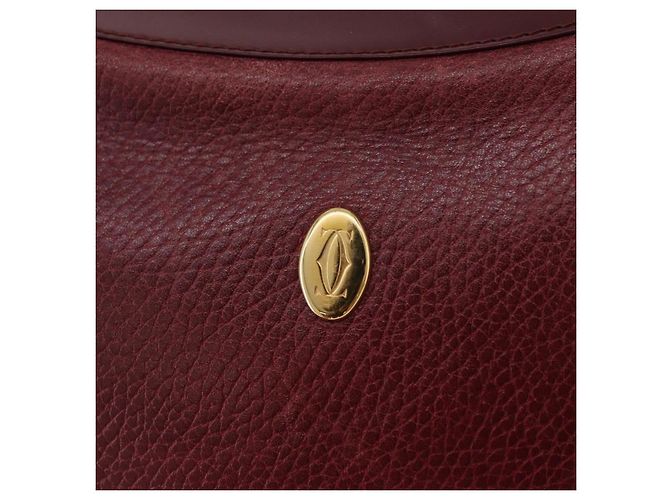 Bolso de hombro CARTIER Must Line de cuero Bordeaux Gold Auth ka5921 Dorado Burdeos - vista 17