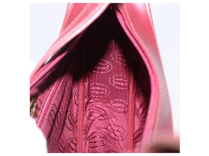 Bolso de hombro CARTIER Must Line de cuero Bordeaux Gold Auth ka5921 Dorado Burdeos - vista 18