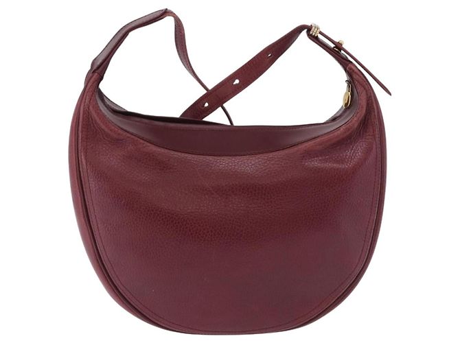 Bolso de hombro CARTIER Must Line de cuero Bordeaux Gold Auth ka5921 Dorado Burdeos - vista 2