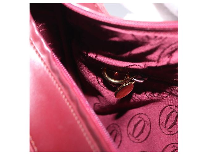 Bolso de hombro CARTIER Must Line de cuero Bordeaux Gold Auth ka5921 Dorado Burdeos - vista 20