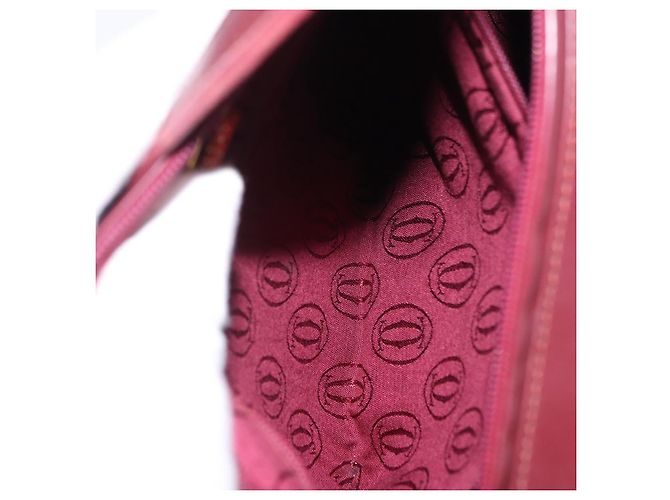 Bolso de hombro CARTIER Must Line de cuero Bordeaux Gold Auth ka5921 Dorado Burdeos - vista 21