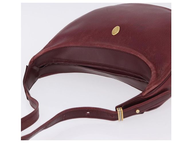 Bolso de hombro CARTIER Must Line de cuero Bordeaux Gold Auth ka5921 Dorado Burdeos - vista 6
