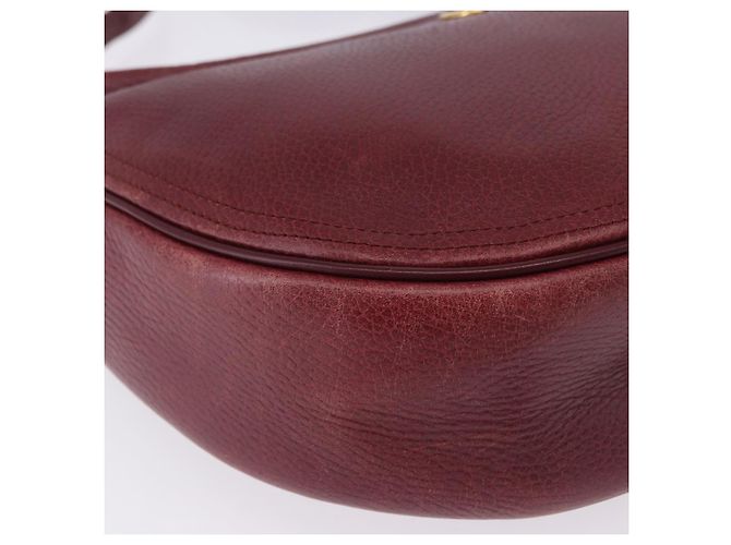 Bolso de hombro CARTIER Must Line de cuero Bordeaux Gold Auth ka5921 Dorado Burdeos - vista 9