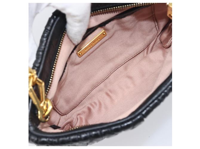 Borsa a tracolla Miu Miu Matelassé in pelle nera e oro Auth yk20786M Nero D'oro - vista 10