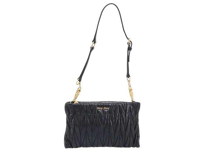 Borsa a tracolla Miu Miu Matelassé in pelle nera e oro Auth yk20786M Nero D'oro - vista 13