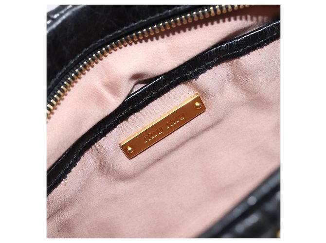 Borsa a tracolla Miu Miu Matelassé in pelle nera e oro Auth yk20786M Nero D'oro - vista 19