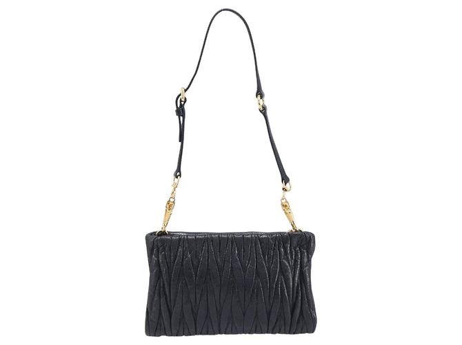 Borsa a tracolla Miu Miu Matelassé in pelle nera e oro Auth yk20786M Nero D'oro - vista 2