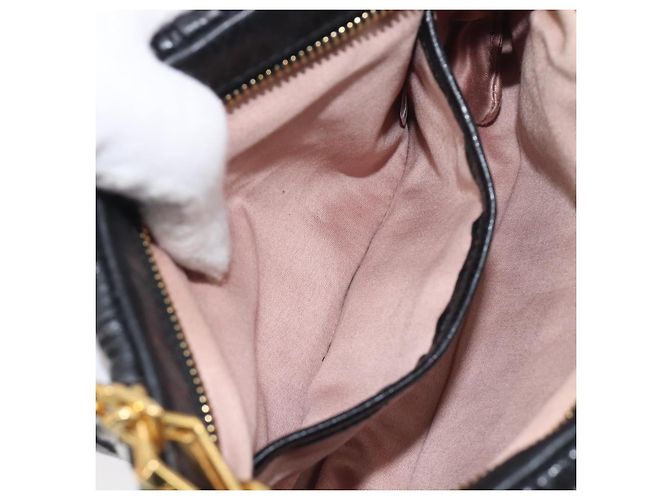 Borsa a tracolla Miu Miu Matelassé in pelle nera e oro Auth yk20786M Nero D'oro - vista 22