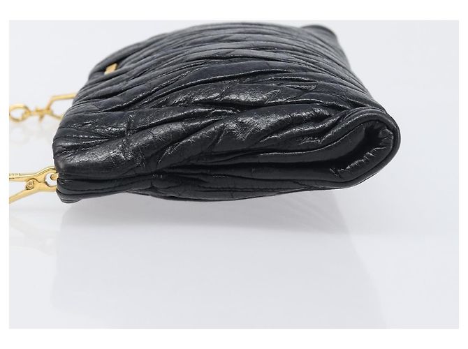 Borsa a tracolla Miu Miu Matelassé in pelle nera e oro Auth yk20786M Nero D'oro - vista 4