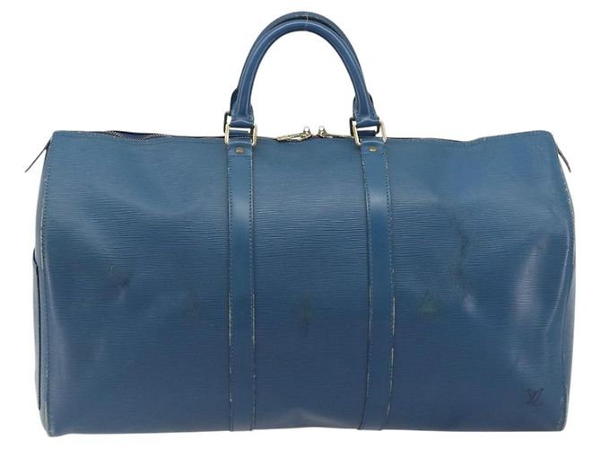 LOUIS VUITTON Epi Keepall 50 Boston Bag Blue M42965 LV Auth 196214 - vista 13
