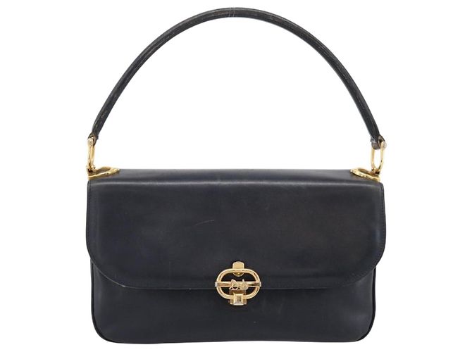 Céline Borsa a tracolla CELINE Horse Carriage in pelle Navy Gold Auth 199215 D'oro Blu navy - vista 13