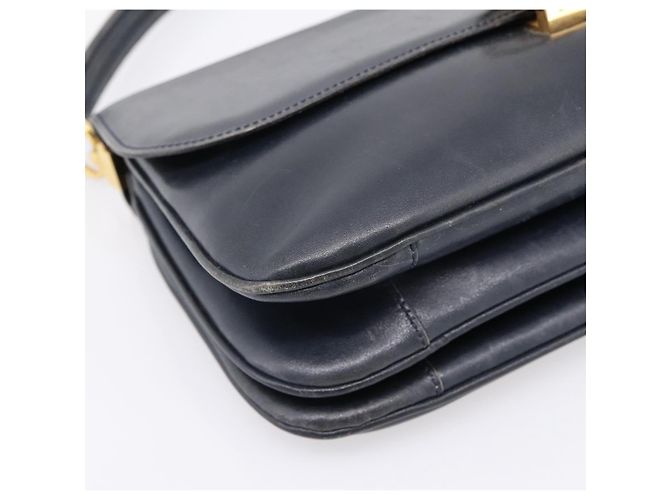 Céline Borsa a tracolla CELINE Horse Carriage in pelle Navy Gold Auth 199215 D'oro Blu navy - vista 14
