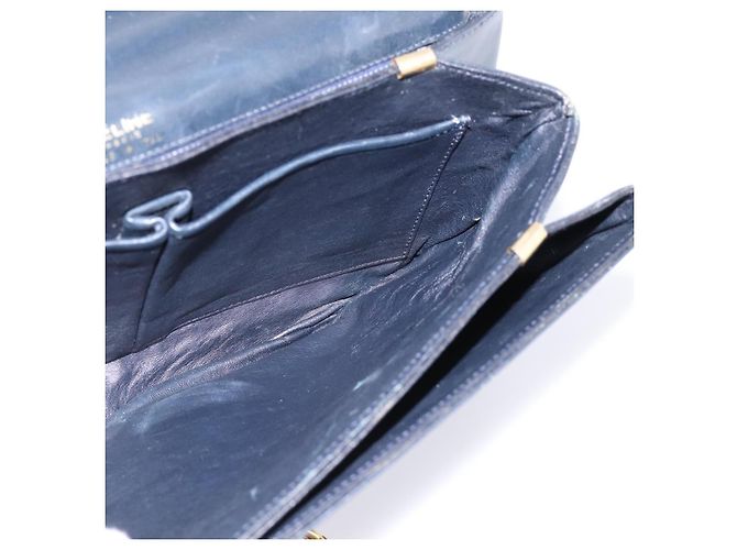 Céline Borsa a tracolla CELINE Horse Carriage in pelle Navy Gold Auth 199215 D'oro Blu navy - vista 18