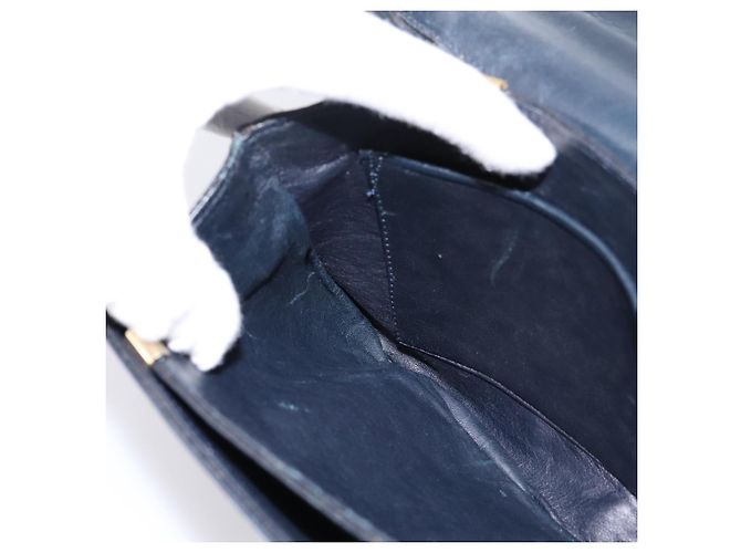 Céline Borsa a tracolla CELINE Horse Carriage in pelle Navy Gold Auth 199215 D'oro Blu navy - vista 19