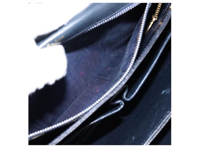 Céline Borsa a tracolla CELINE Horse Carriage in pelle Navy Gold Auth 199215 D'oro Blu navy - vista 22