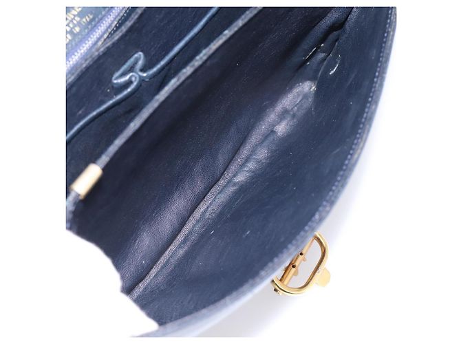 Céline Borsa a tracolla CELINE Horse Carriage in pelle Navy Gold Auth 199215 D'oro Blu navy - vista 23