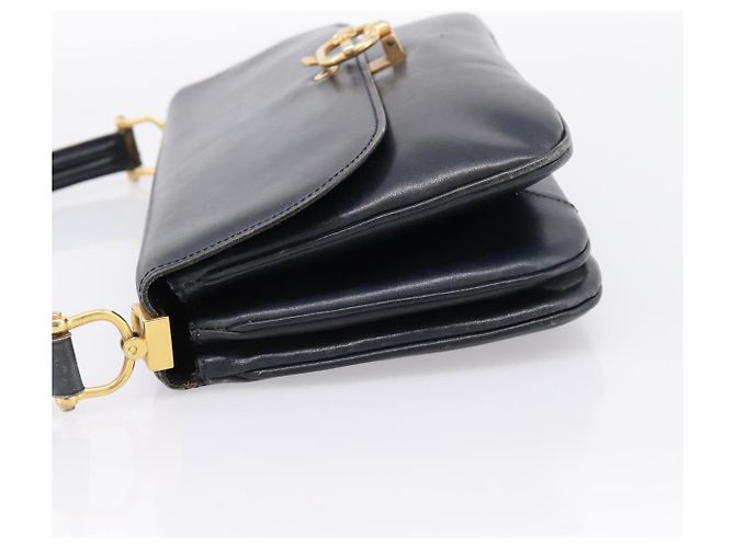 Céline Borsa a tracolla CELINE Horse Carriage in pelle Navy Gold Auth 199215 D'oro Blu navy - vista 3