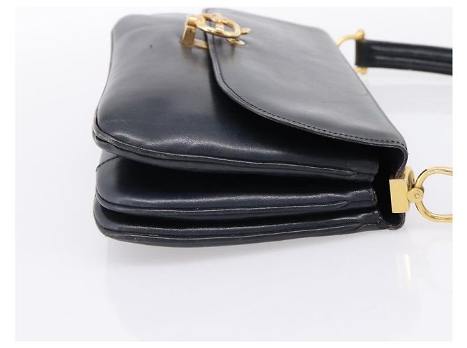 Céline Borsa a tracolla CELINE Horse Carriage in pelle Navy Gold Auth 199215 D'oro Blu navy - vista 4