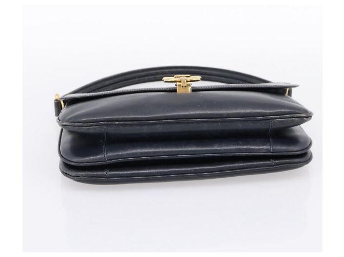 Céline Borsa a tracolla CELINE Horse Carriage in pelle Navy Gold Auth 199215 D'oro Blu navy - vista 5