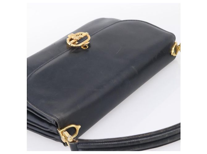 Céline Borsa a tracolla CELINE Horse Carriage in pelle Navy Gold Auth 199215 D'oro Blu navy - vista 6