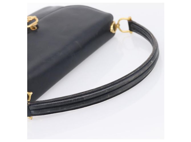 Céline Borsa a tracolla CELINE Horse Carriage in pelle Navy Gold Auth 199215 D'oro Blu navy - vista 7