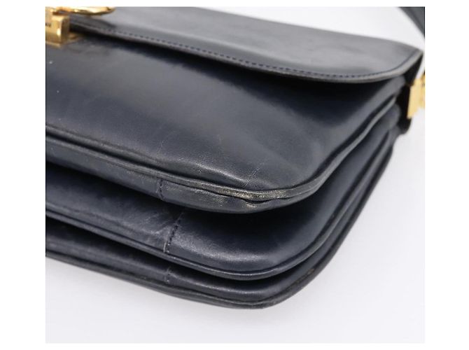 Céline Borsa a tracolla CELINE Horse Carriage in pelle Navy Gold Auth 199215 D'oro Blu navy - vista 9