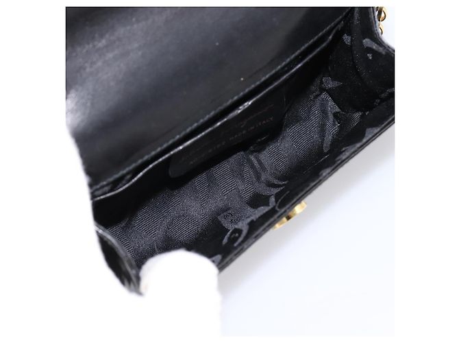 Borsa a tracolla Salvatore Ferragamo Vala Chain Patent Black Gold Tone Auth 199006 Nero - vista 11