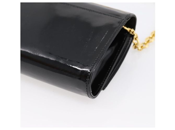 Borsa a tracolla Salvatore Ferragamo Vala Chain Patent Black Gold Tone Auth 199006 Nero - vista 15