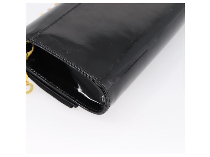 Borsa a tracolla Salvatore Ferragamo Vala Chain Patent Black Gold Tone Auth 199006 Nero - vista 16