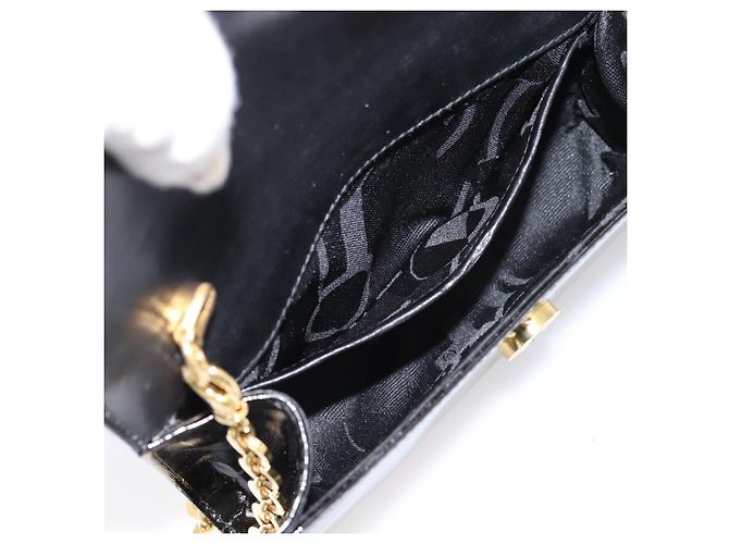 Borsa a tracolla Salvatore Ferragamo Vala Chain Patent Black Gold Tone Auth 199006 Nero - vista 19